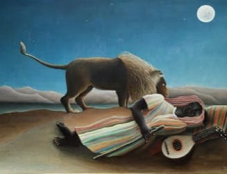 Artwork titled The Sleeping Gypsy by Henri Rousseau